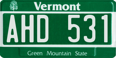VT license plate AHD531