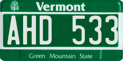 VT license plate AHD533