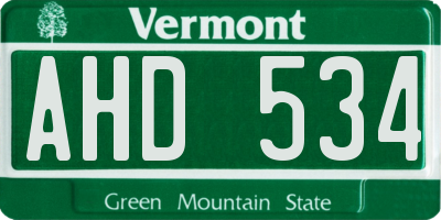 VT license plate AHD534
