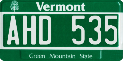 VT license plate AHD535