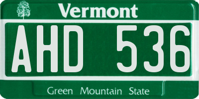VT license plate AHD536