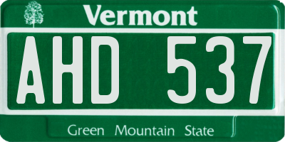 VT license plate AHD537