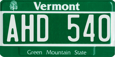 VT license plate AHD540