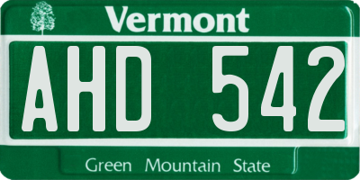 VT license plate AHD542