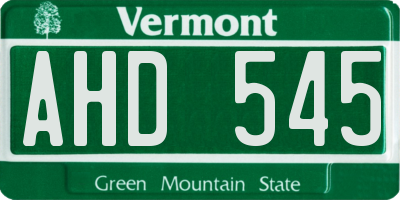 VT license plate AHD545