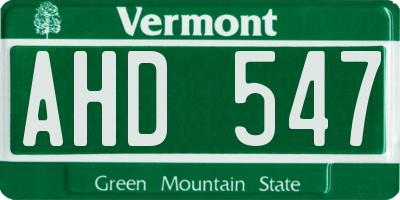 VT license plate AHD547