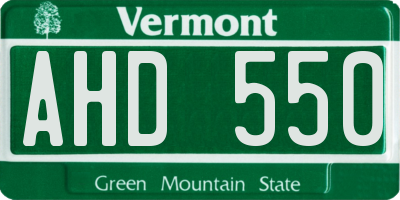 VT license plate AHD550