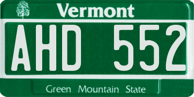 VT license plate AHD552