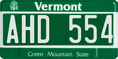 VT license plate AHD554
