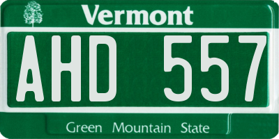 VT license plate AHD557