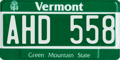 VT license plate AHD558
