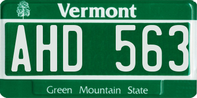VT license plate AHD563