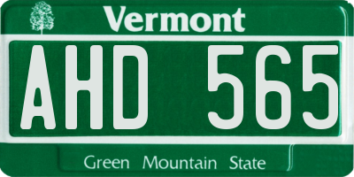 VT license plate AHD565
