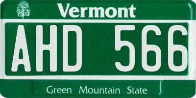 VT license plate AHD566