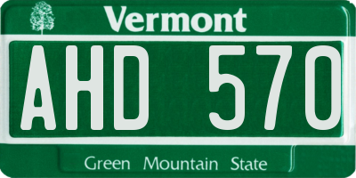 VT license plate AHD570