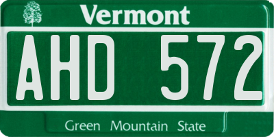 VT license plate AHD572