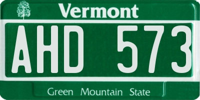 VT license plate AHD573