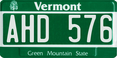 VT license plate AHD576