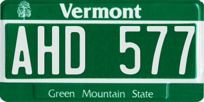 VT license plate AHD577