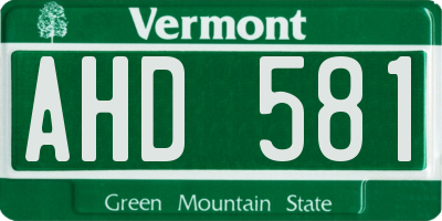 VT license plate AHD581