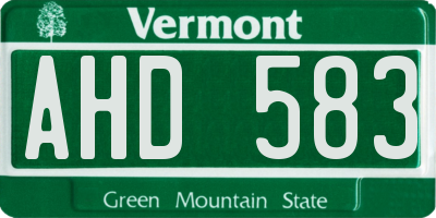 VT license plate AHD583