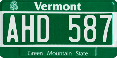 VT license plate AHD587