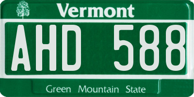 VT license plate AHD588