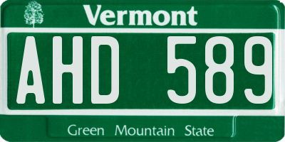 VT license plate AHD589