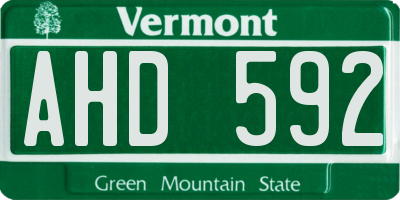VT license plate AHD592