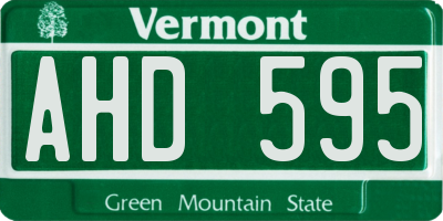 VT license plate AHD595