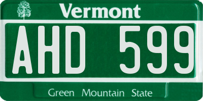 VT license plate AHD599