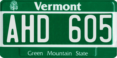 VT license plate AHD605