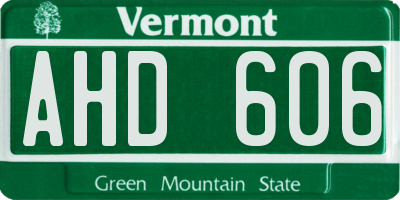 VT license plate AHD606