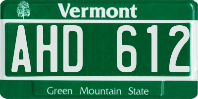 VT license plate AHD612
