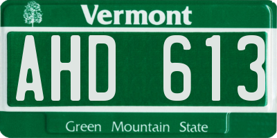 VT license plate AHD613