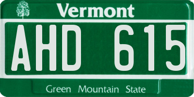 VT license plate AHD615