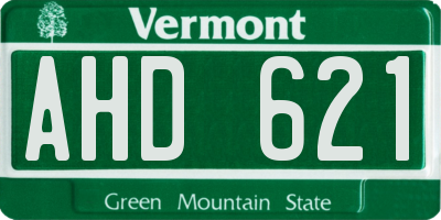 VT license plate AHD621