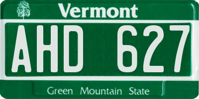 VT license plate AHD627
