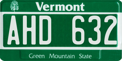 VT license plate AHD632
