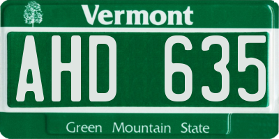 VT license plate AHD635