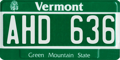 VT license plate AHD636