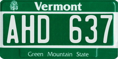 VT license plate AHD637