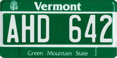 VT license plate AHD642