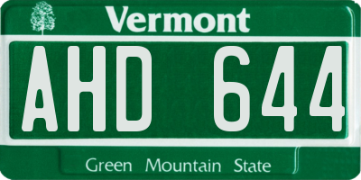 VT license plate AHD644