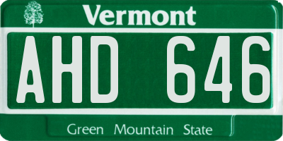 VT license plate AHD646