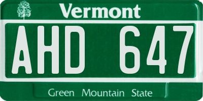 VT license plate AHD647