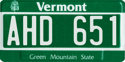 VT license plate AHD651