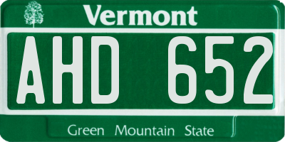 VT license plate AHD652