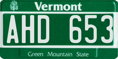 VT license plate AHD653