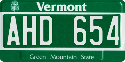 VT license plate AHD654